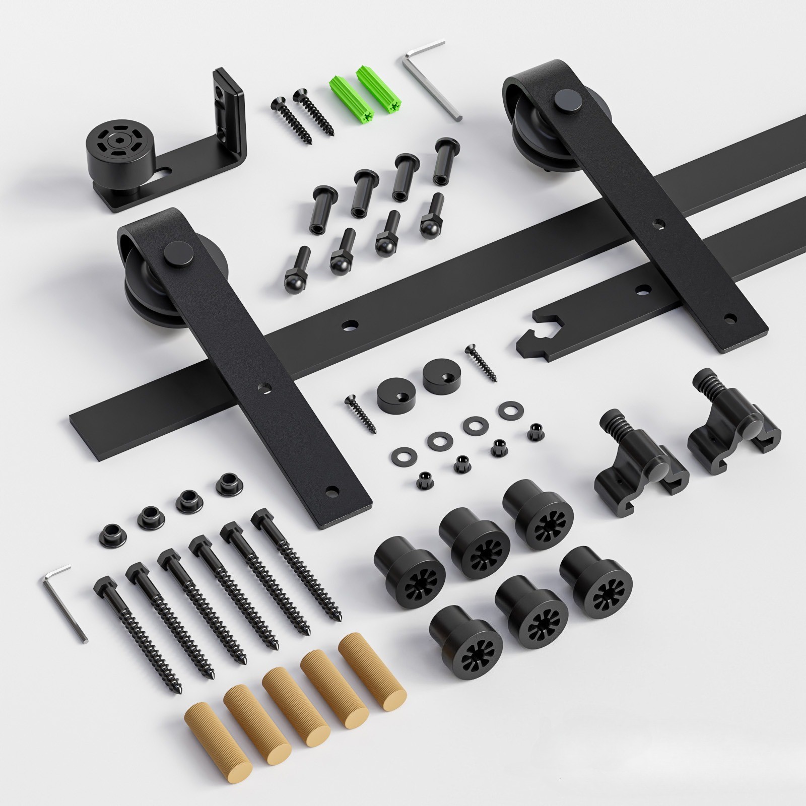 CCJH 6FT Sliding Barn Door Hardware Kit Wooden SingleDoor&Adjustable Floor Guide