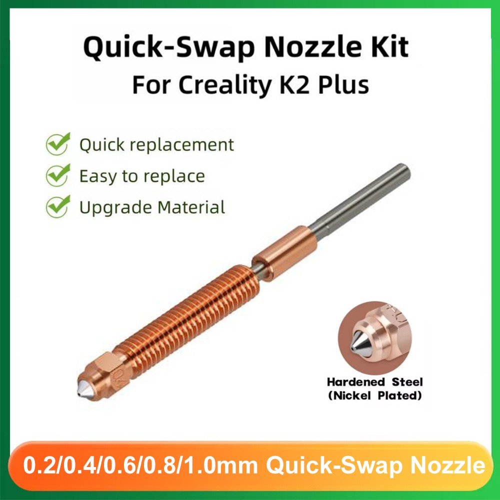 For Creality K2 Plus Nozzle Quick-Swap Hardened Steel Nozzle 0.2/0.4/0.6/0.8/1mm