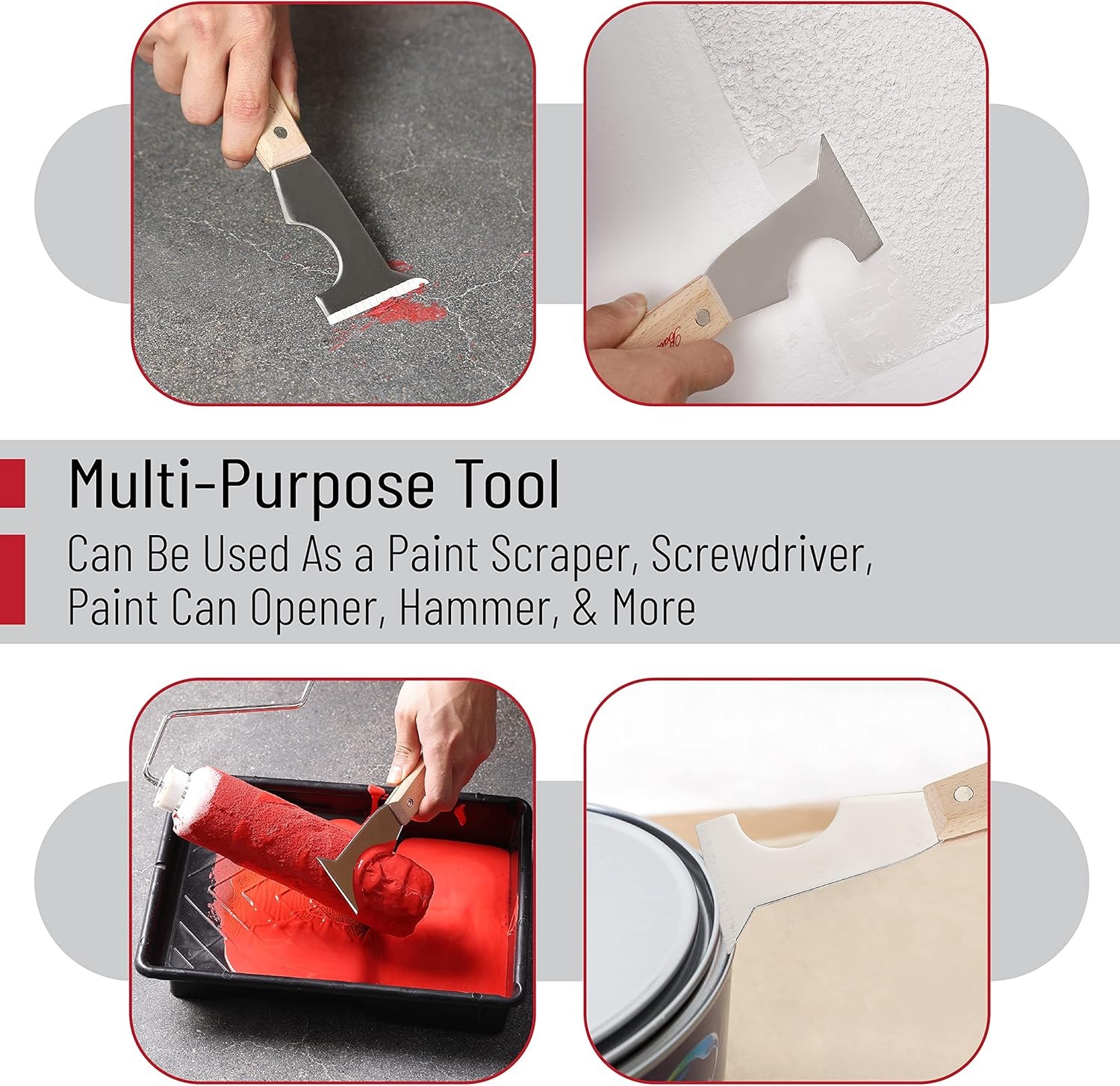 5 Pc Paint Scraper & Putty Knife Set – Wall Repair, Paint Removal, 5-in-1 Tool