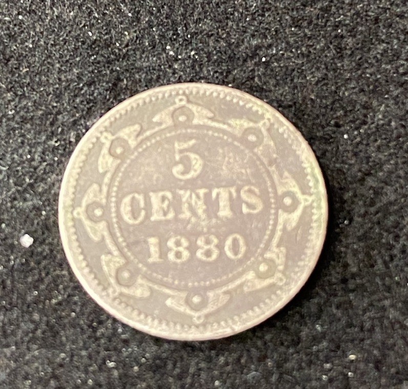 1880 Newfoundland 5 Cents 0.9250 Silver ASW 0.035 Oz Free Shipping