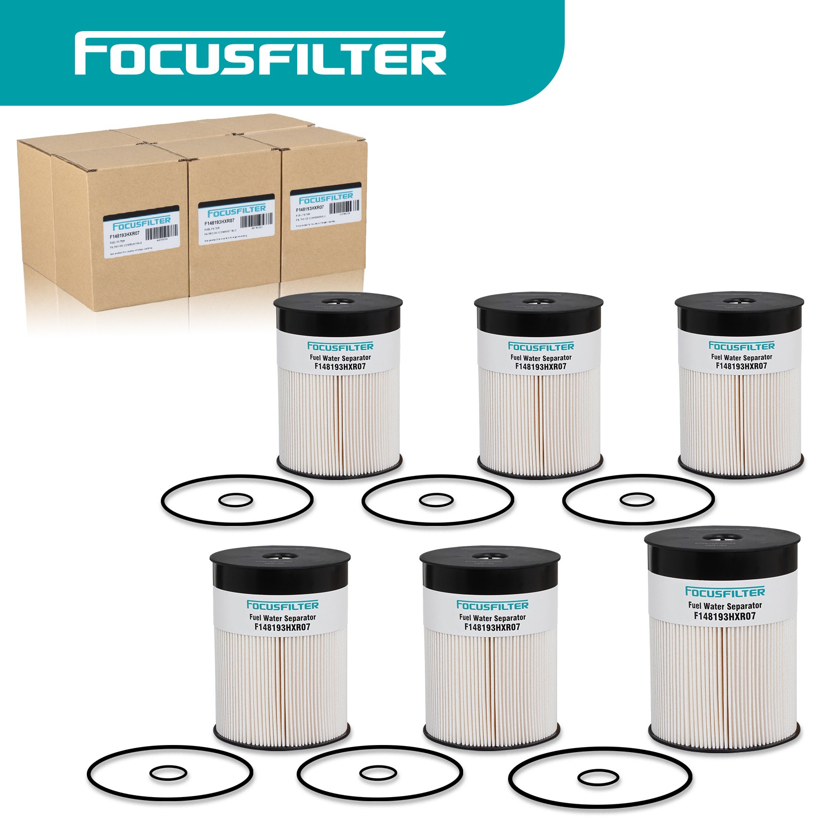 6Pcs Premium Fuel Filter with Water Separator for Fleetguard FS19915 L9915F