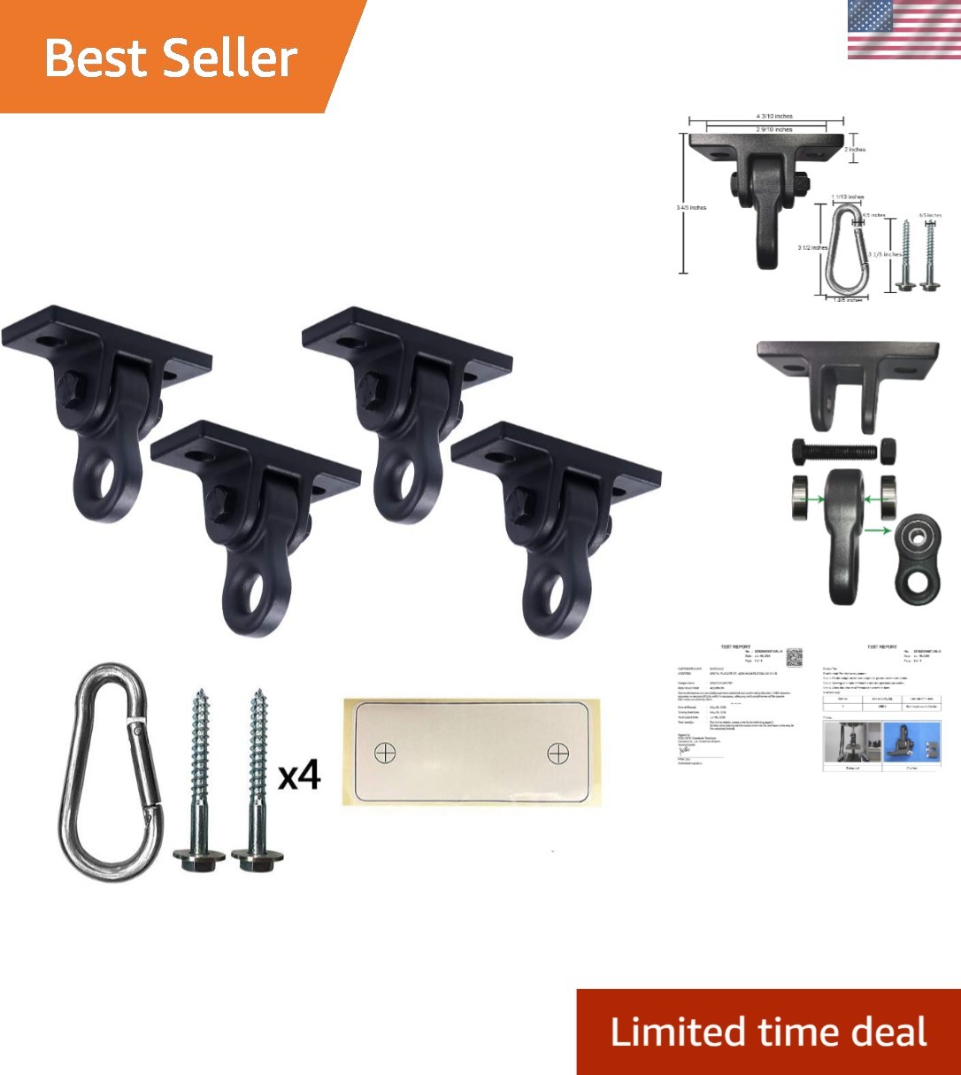 Aluminum Swing Hangers with 5000 lb Capacity - 4 Pack for Versatile Applications
