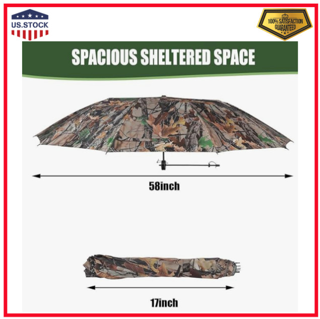 Tree Stand Umbrella, 58" Wide Camo Hunting Umbrella for Tree Stand, Weather-Resi