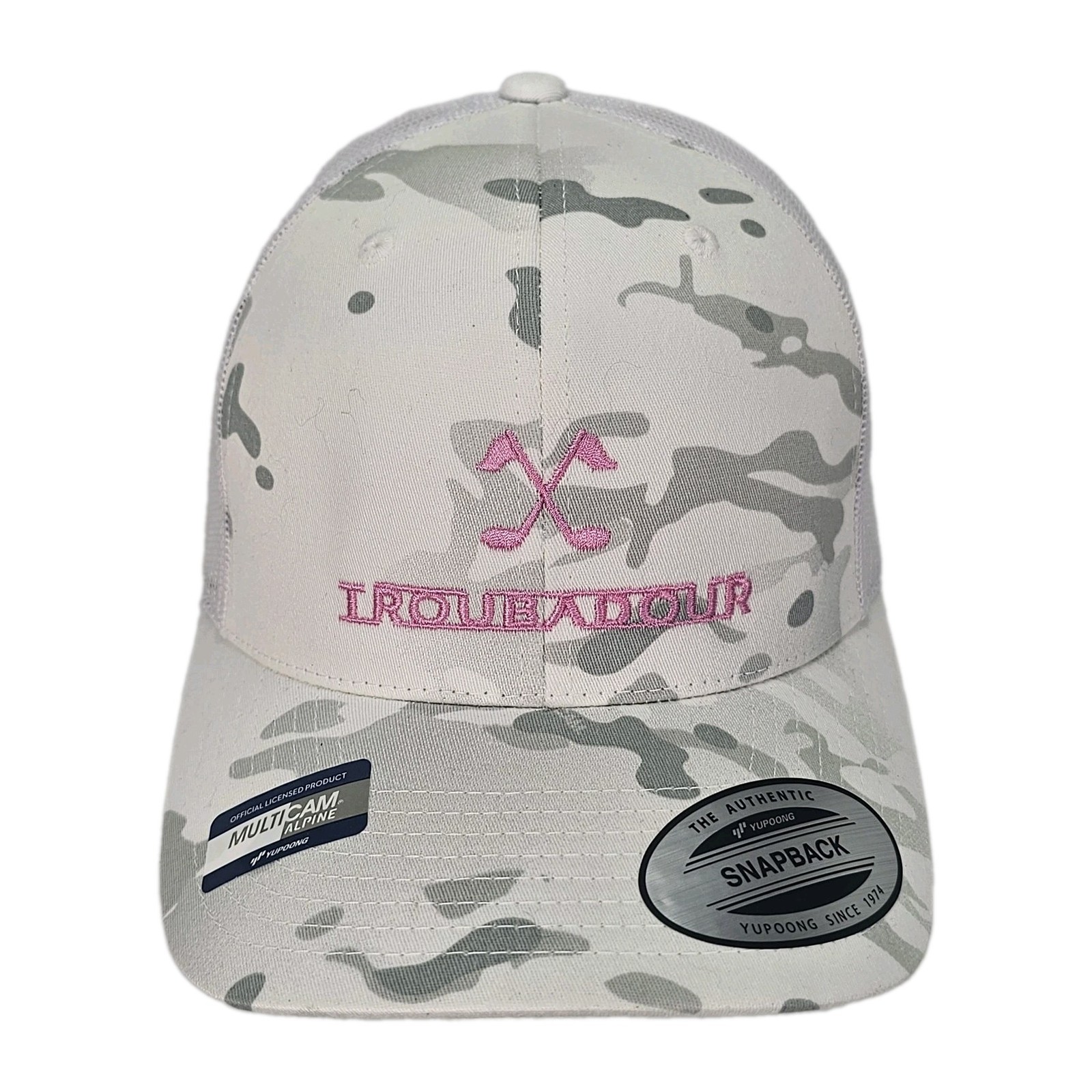 White Camo Troubadour Snapback Tennessee Golf Fieldhouse Club Yupoong Pink