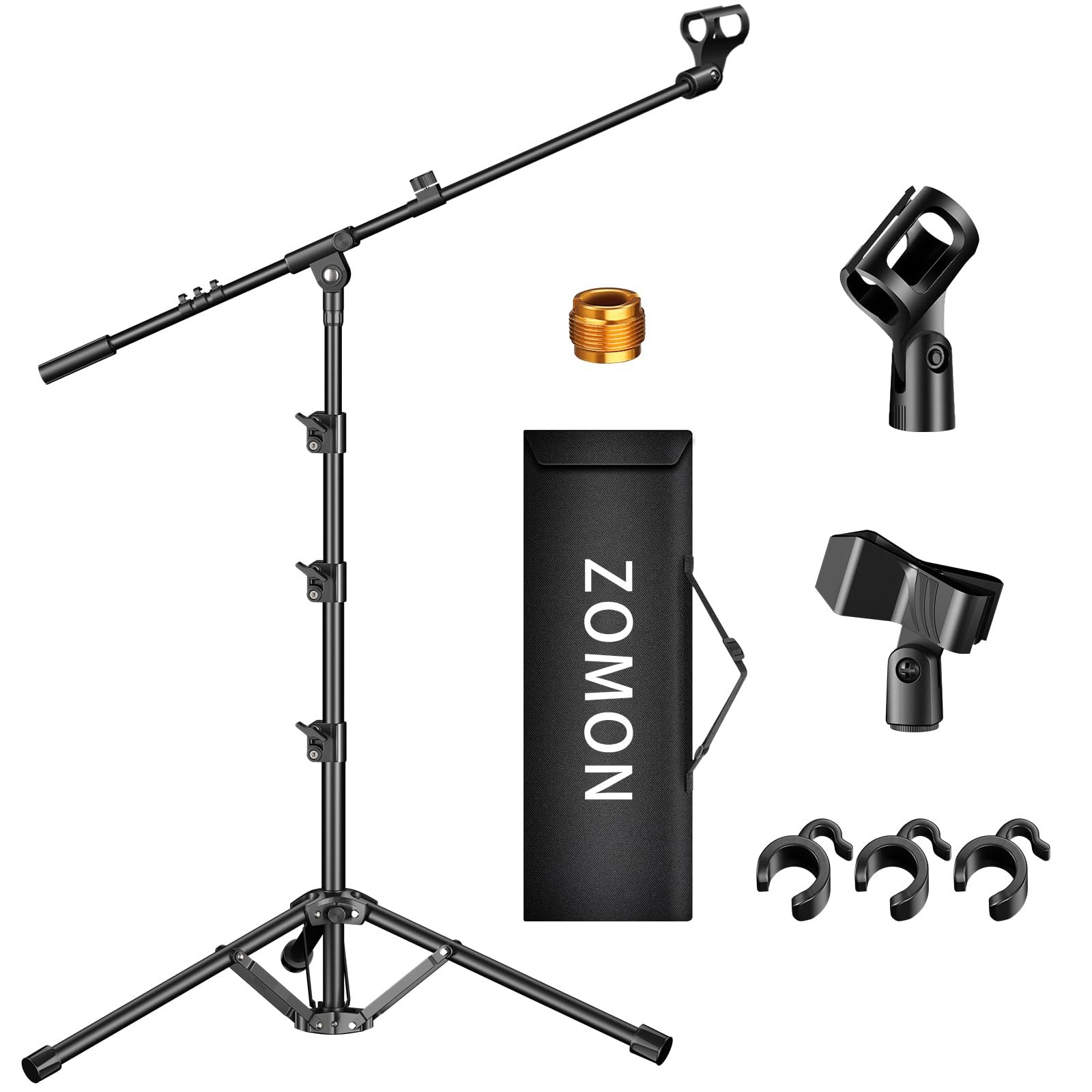 Microphone Stand, Tripod Boom Arm Floor Mic Stand Height Adjustable Heavy M-2