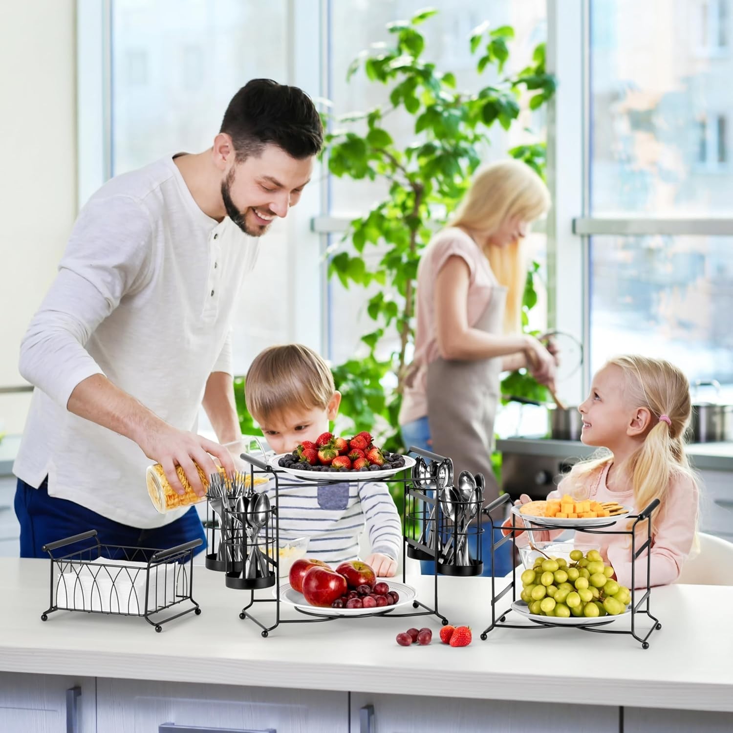 Buffet Caddy — 7-Piece Stackable Set Includes Plate, Napkin, and Silverware Hold
