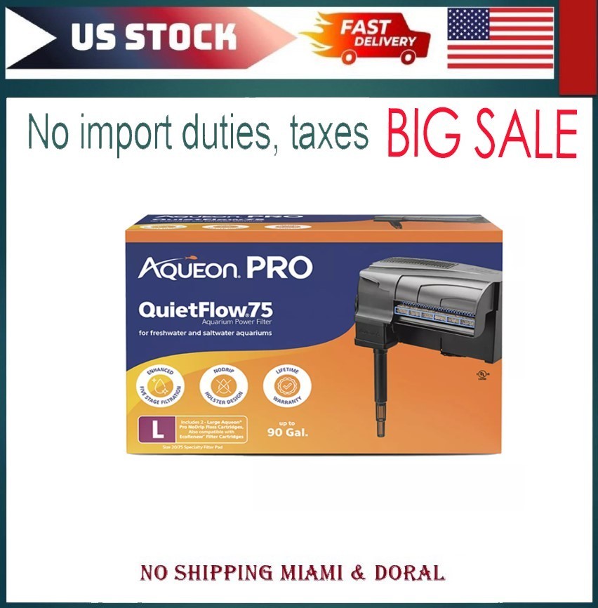 Aqueon Pro Quiet Flow 75 Aquarium Power Filters For Tanks Up to 90 Gallon
