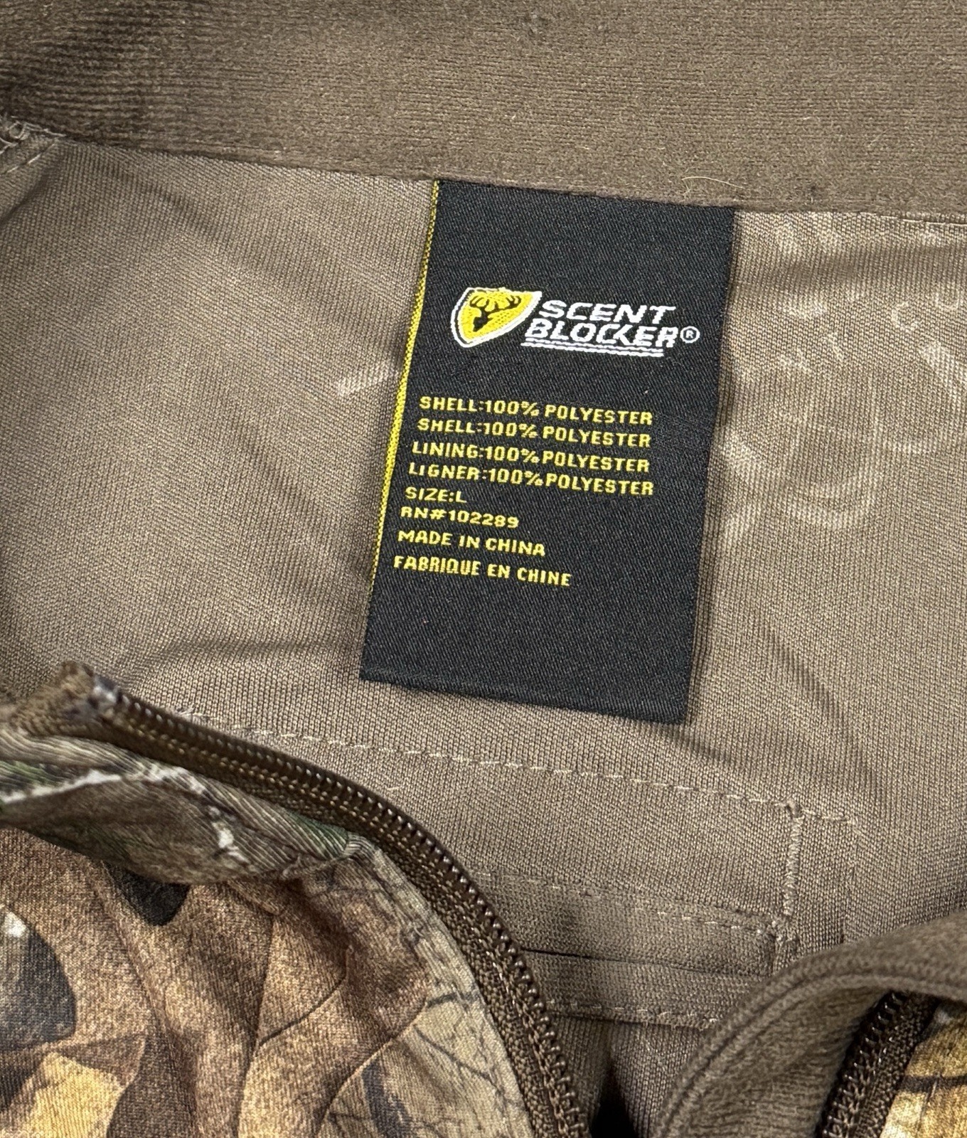 Scent Blocker Trinity S3 Knock Out Bone Collector Camo Jacket Men’s L RealTree