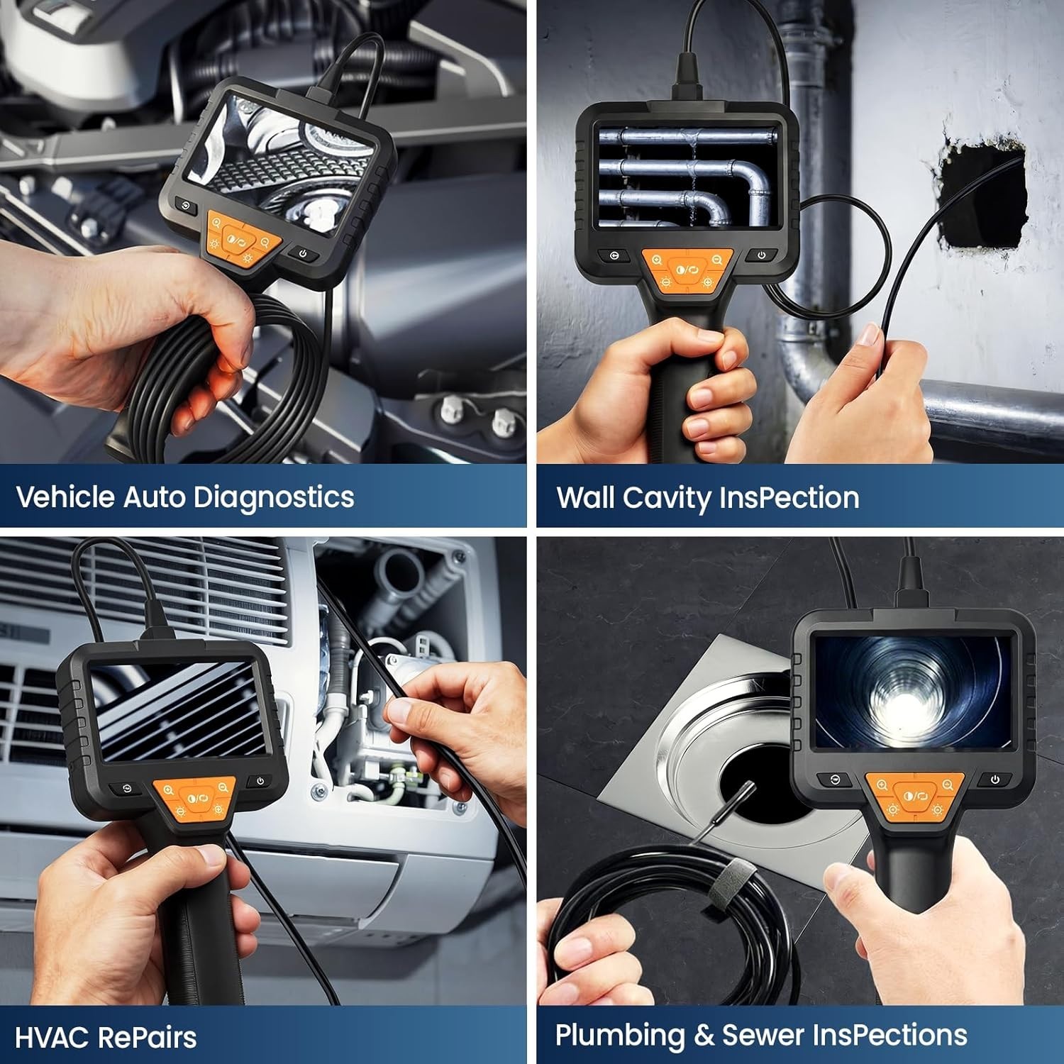 Professional 50FT Borescope with Adjustable LEDs and 1080P Clear Imaging
