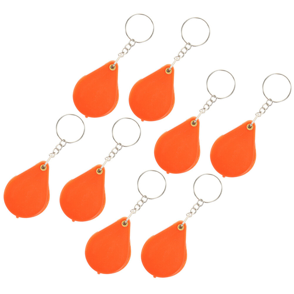 8Pcs Folding Pocket Magnifier Magnifying Glass Mini Key Ring Coin