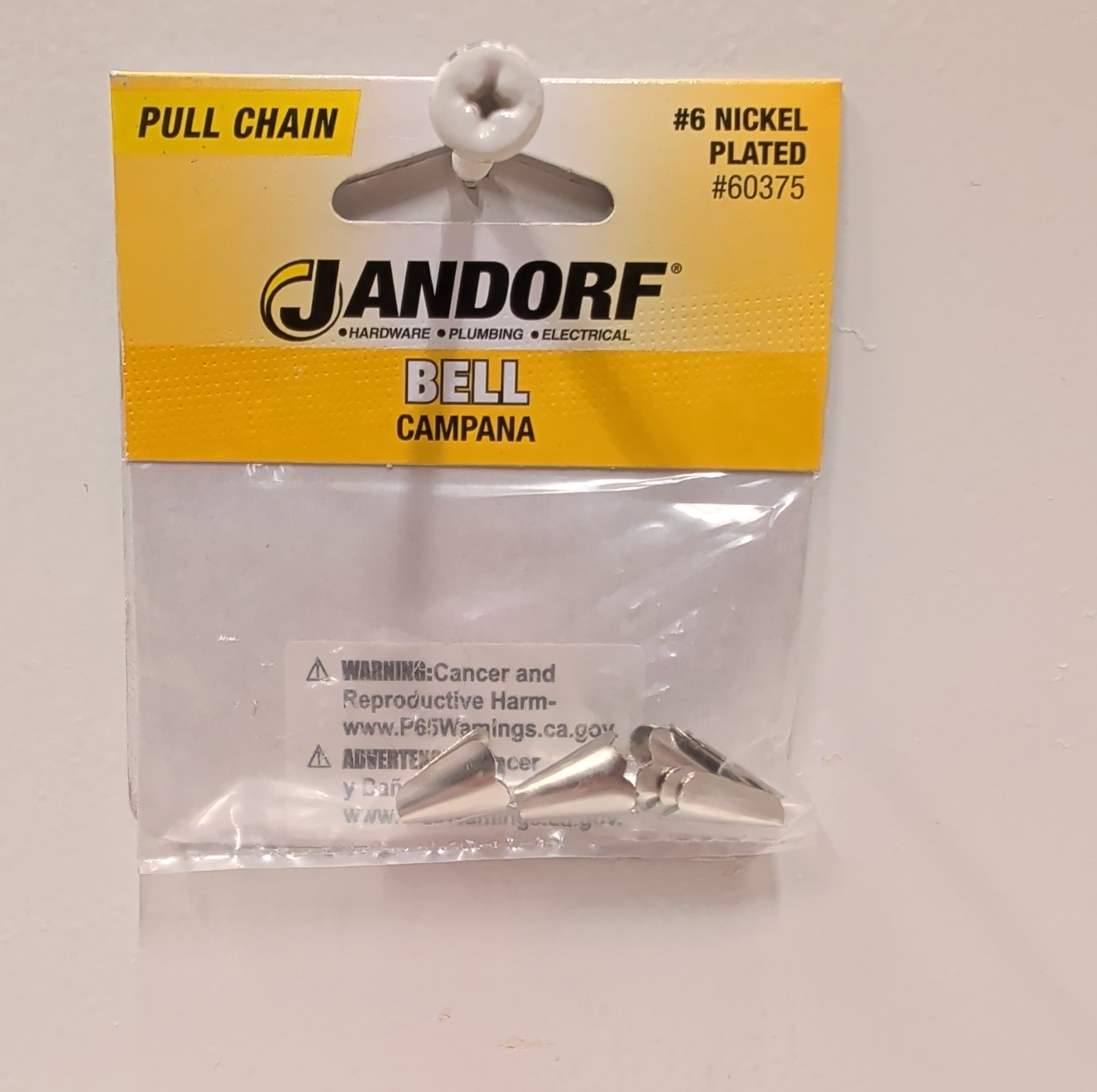 Jandorf 60375 Beaded Pull Chain Bells #6 Nickel Plated 5 Pack New