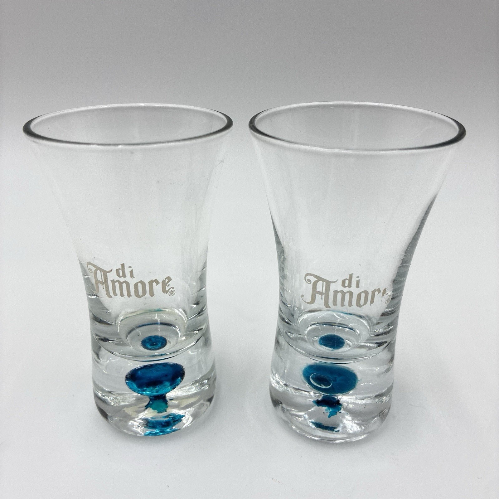 Di Amore Blue Bubble Tall Shot Glass ~ 3 1/2 " ~ Set of 2