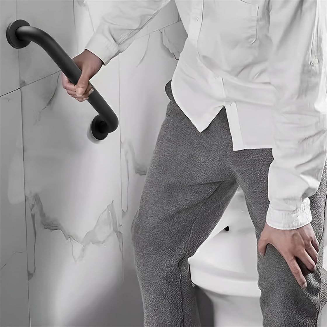 12'' Grab Handle Railing Wall for Elderly Handrail 12inch, Black