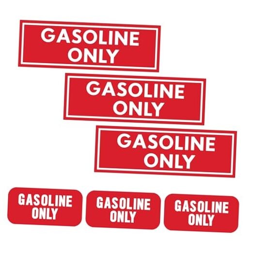 Only (6 Pack), Gas Stickers for Fuel Tank, Strong Adhesive, Pack of 6 Gasoline