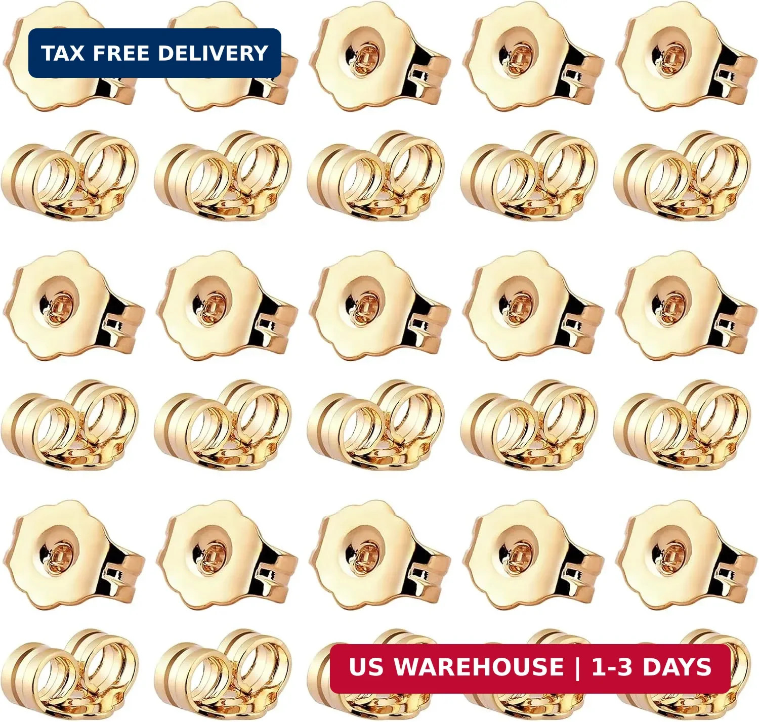 SANNIX 30Pcs/15 Pairs Earring Backs for Studs Locking,14K Gold Earring Back | Re