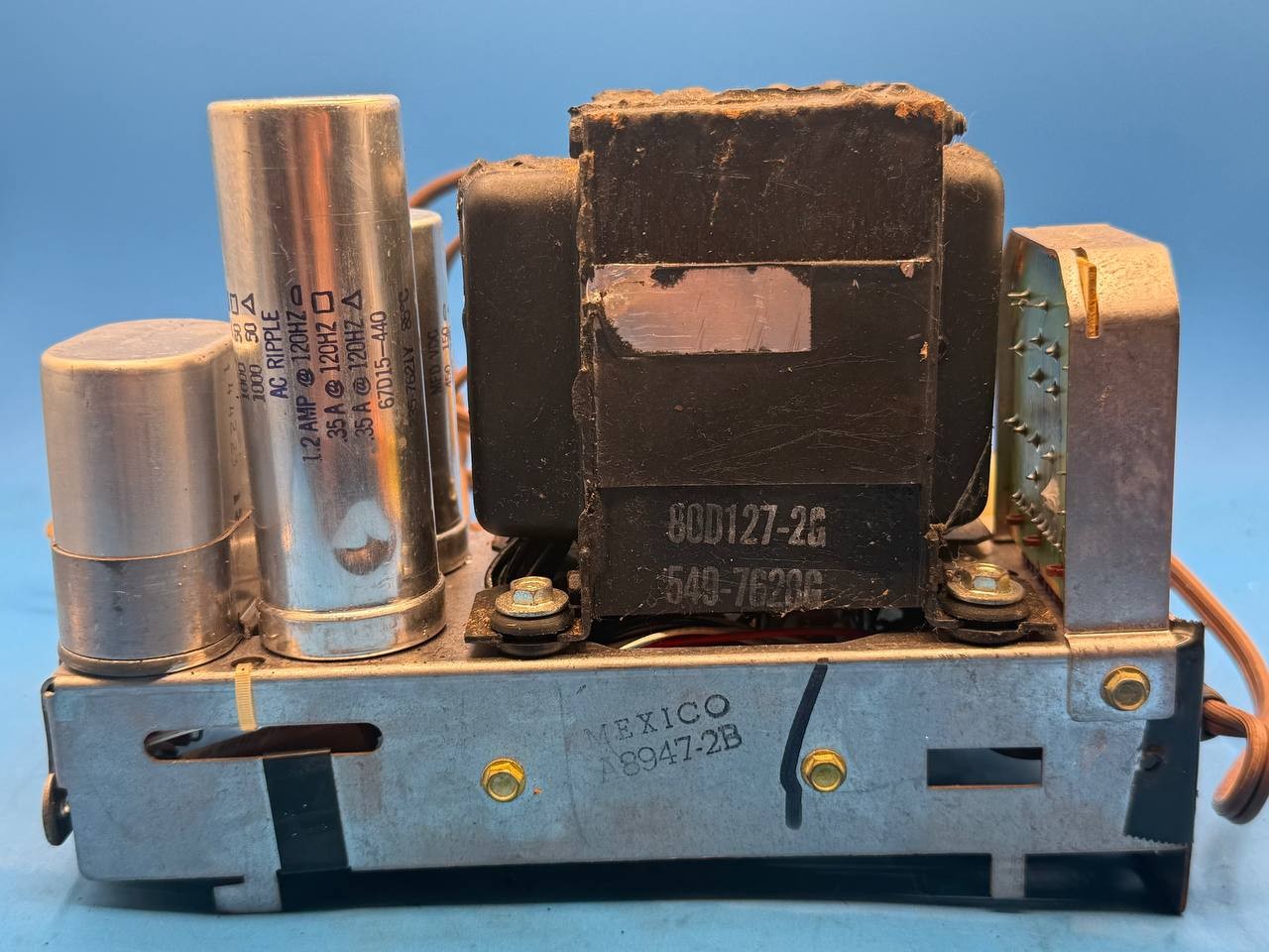 Vintage Electronic Power Supply Chassis Transformer Capacitor Assembly RE