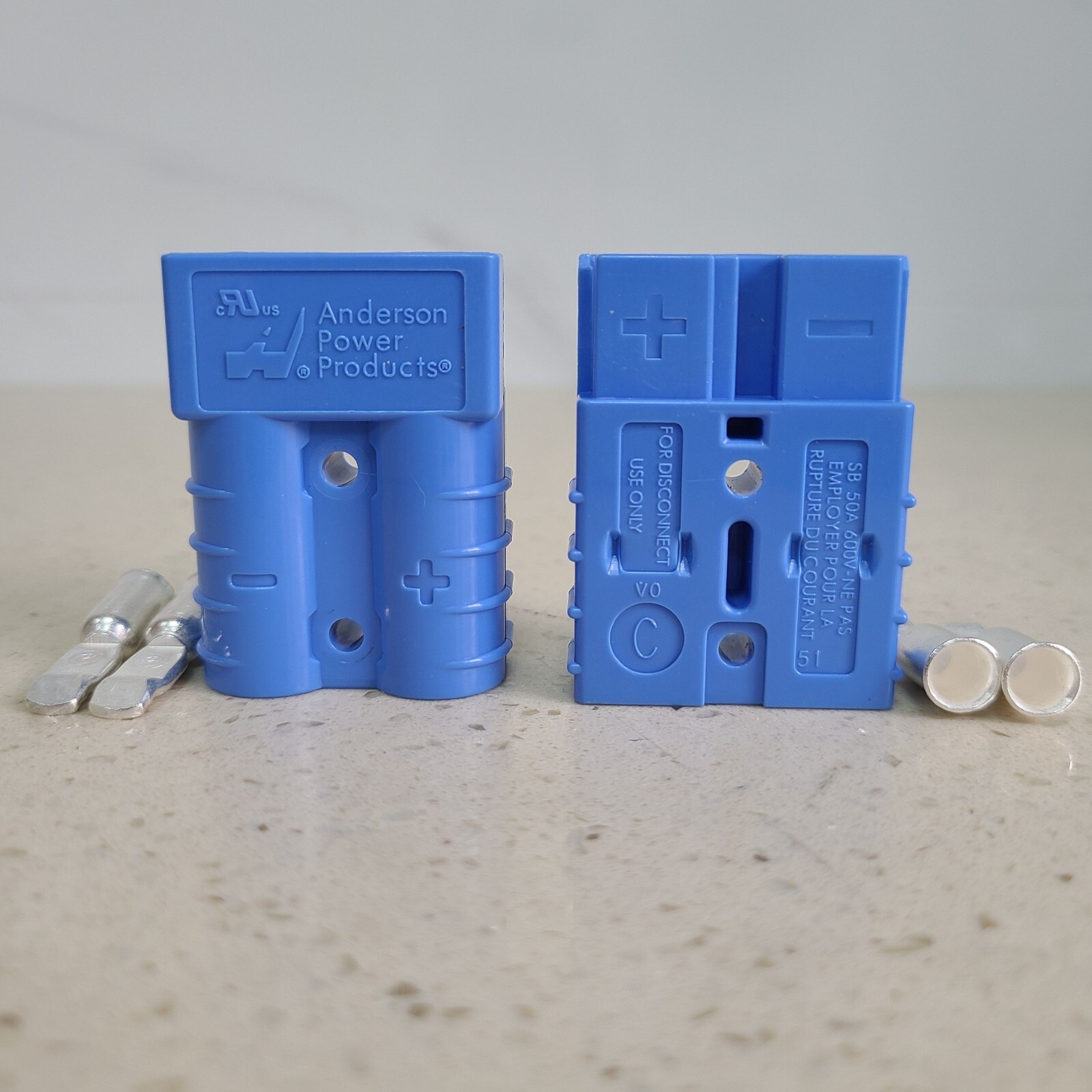 Genuine Anderson SB50 Connector Plug Kit, Blue 2 Casings With 4 Terminals /6 AWG