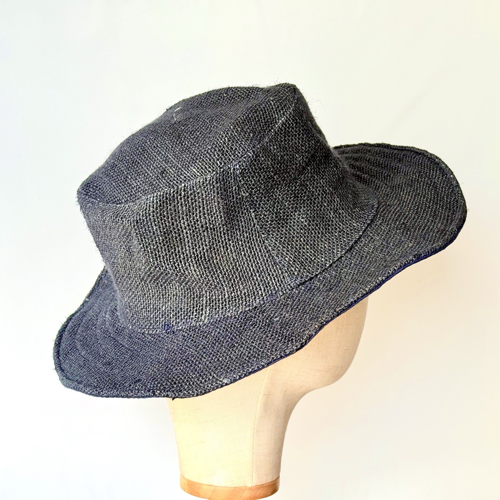 Sun Hat Hemp Navy Blue Festival Hat Unisex Beach Sun Hats Handmade Hemp Sun Hat