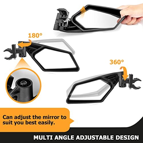 UTV Rear View Side Mirror with Turn Signal LED Light for 1.5"-2" Roll Bar