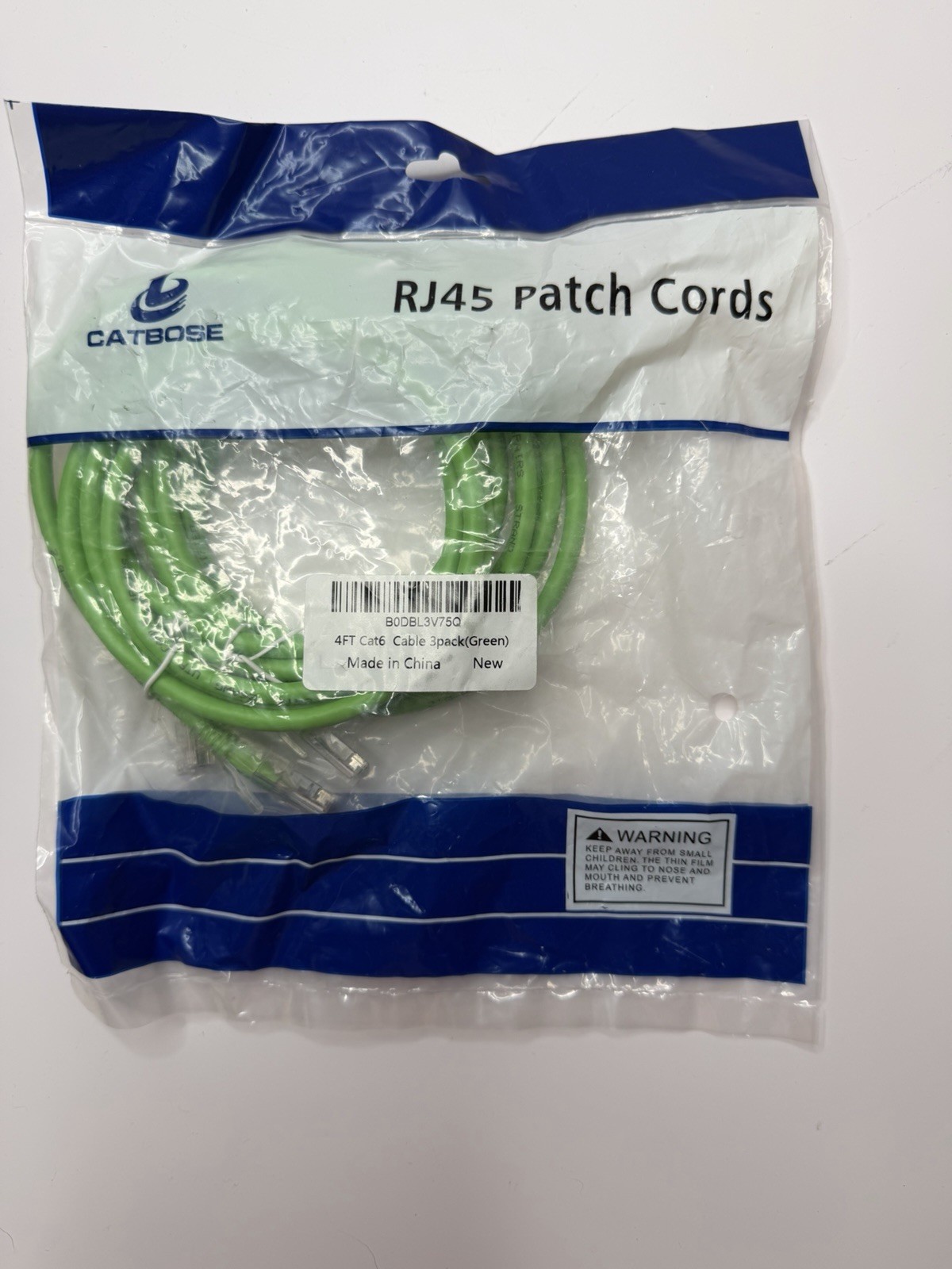 CAT6 Ethernet Cable 4 Ft 3 Pack RJ45 LAN Network Patch Cord Green New