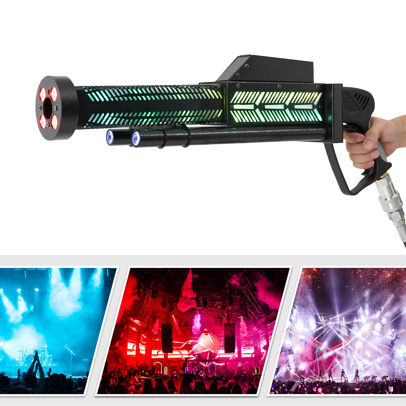 LED C02 Jet Confetti Machine Cannon CO2 Shotting Gun Fogger DJ Cryo+Gas hose USA