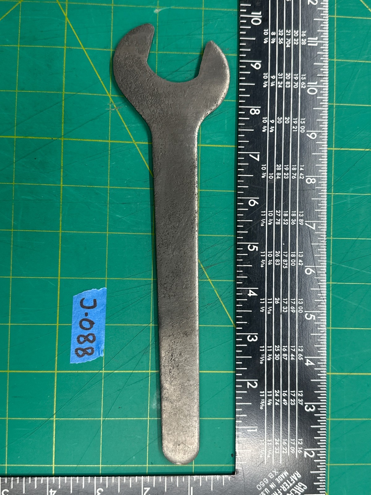 Vintage 9.25" Long 11/16" Single Open End Wrench Hand Forged Tool, Made In USA