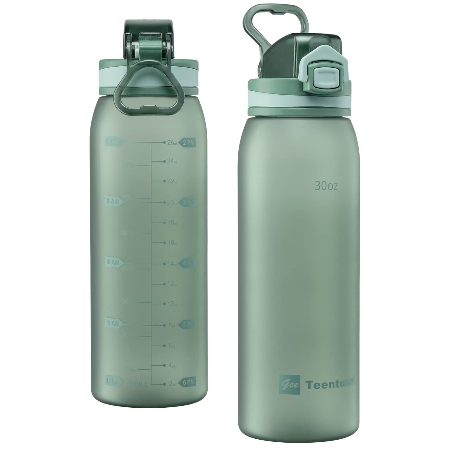 30 oz Motivational Water Bottle with Measurement Markers for Sports & Travel