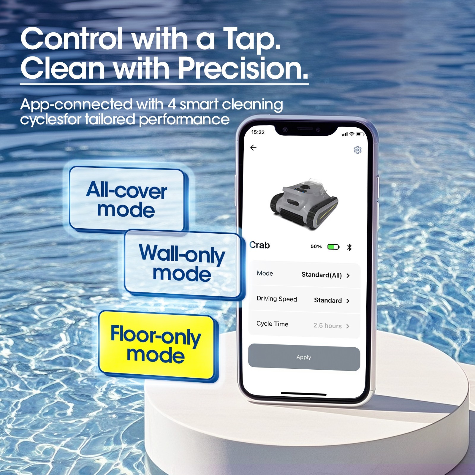 Seauto SAT30 Robotic Pool Cleaner 180 Min Runtime Wall Cleaning APP Support Gary