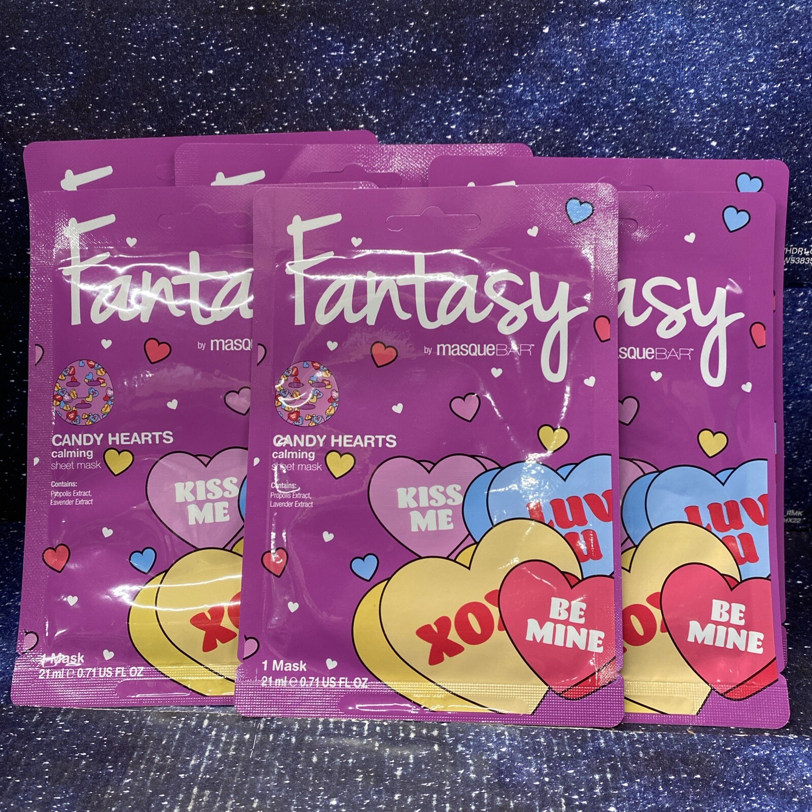 6 X Fantasy Masque Bar Candy Hearts Calming Face Mask