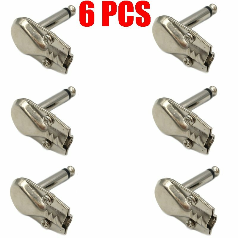 6 Pack 1/4" Mono TS Right Angle Guitar Plug Jack Audio 6.35mm Connector Lot