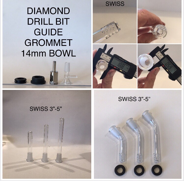 Diy Bong Kit Swiss Perc Downstem 14mm Glass Bowl Curved Bent 45 Degree 3” 4” 5”