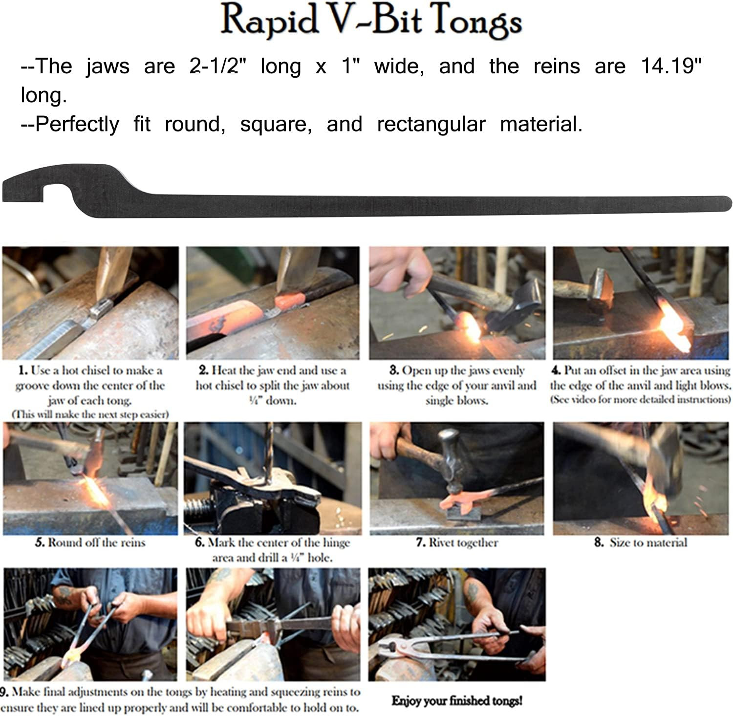Rapid Tongs Bundle Set Five Types DIY Blacksmith Tongs with Rivet, Rapid Bolt/Fl