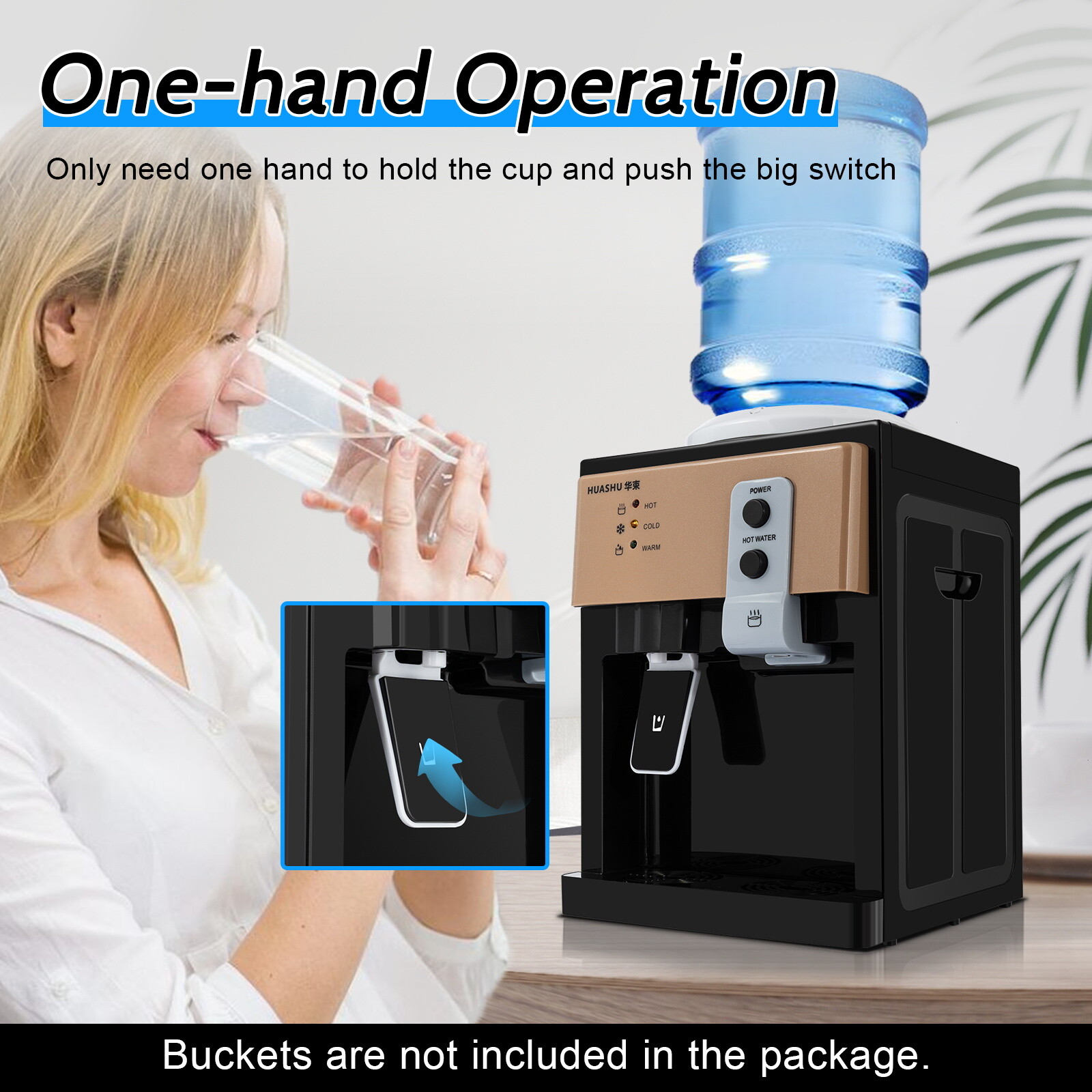 Countertop Water Dispenser Top Loading Hot Cold Water Cooler Drinking Machine