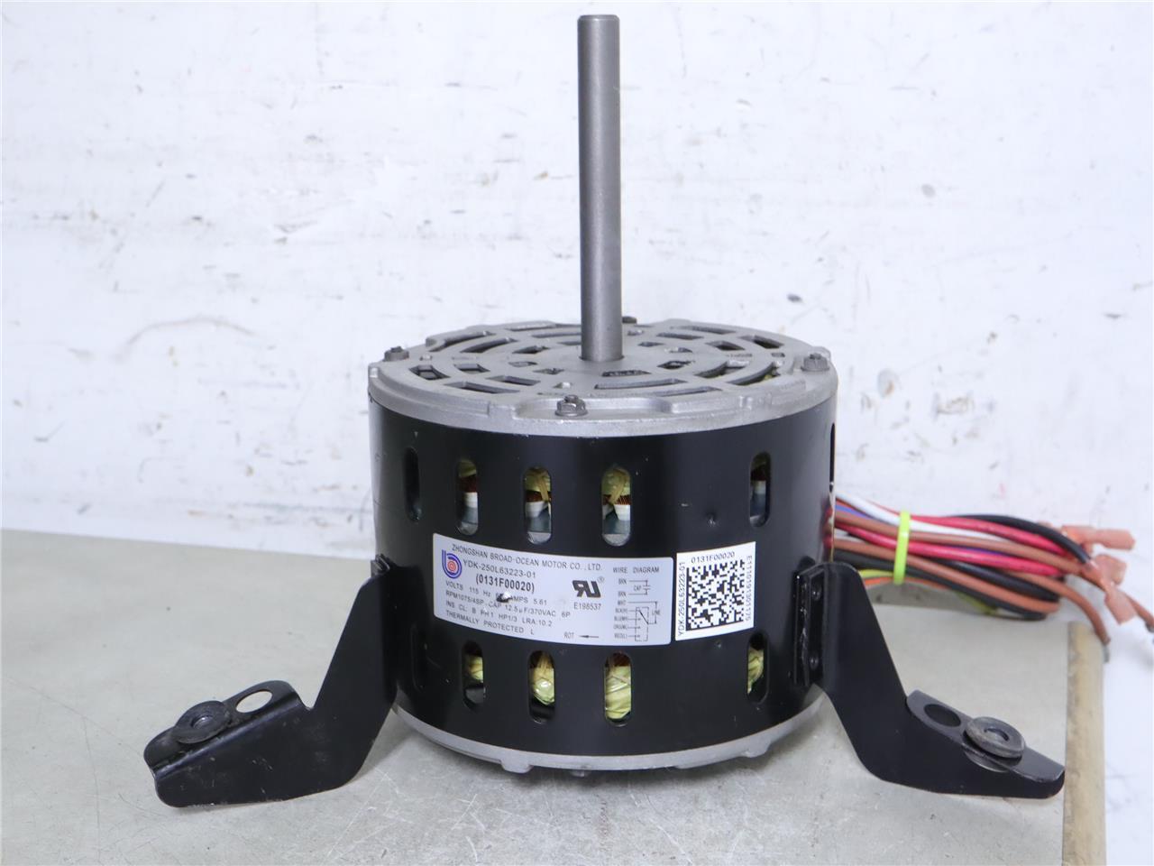BROAD OCEAN YDK-250L63223-01 Furnace Blower Motor 115V 1/3HP 4SPD 0131F00020