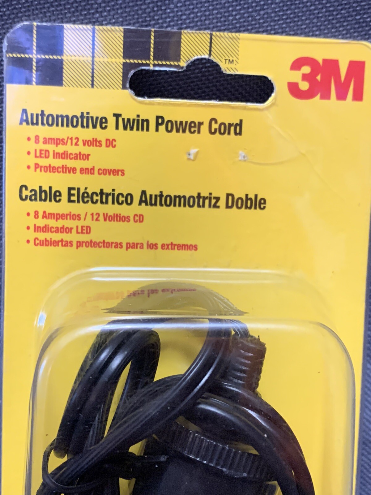 3M Auto Twin Power Cord with LED Indicator 12 Volt 03873NA Socket Adapter