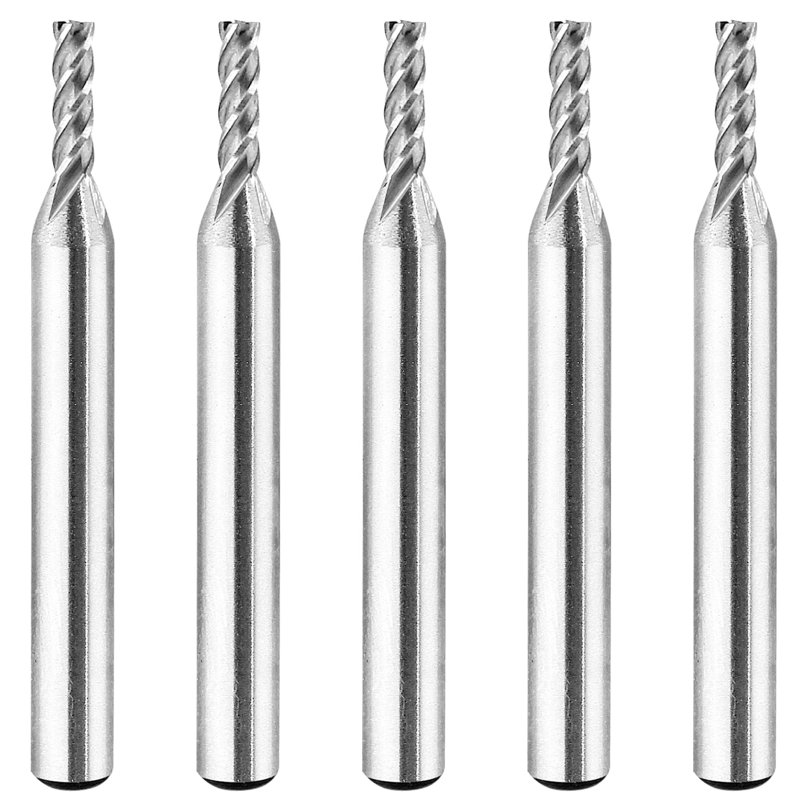 HARSKIYER 5 Pack 1/8 Inch End Mill, HSS 4 Flute CNC Milling in, Silver