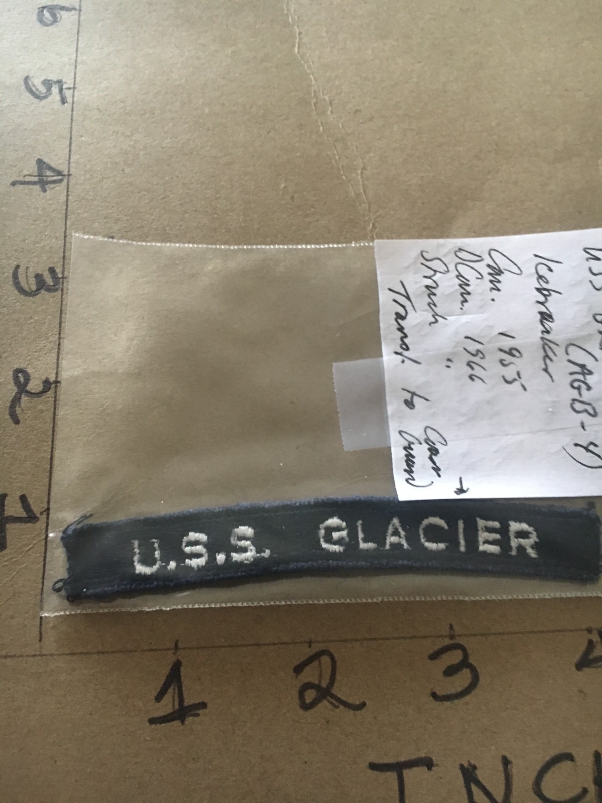 US NAVY SHOULDER STRIP TAB *** rocker *** Patch USS Glacier