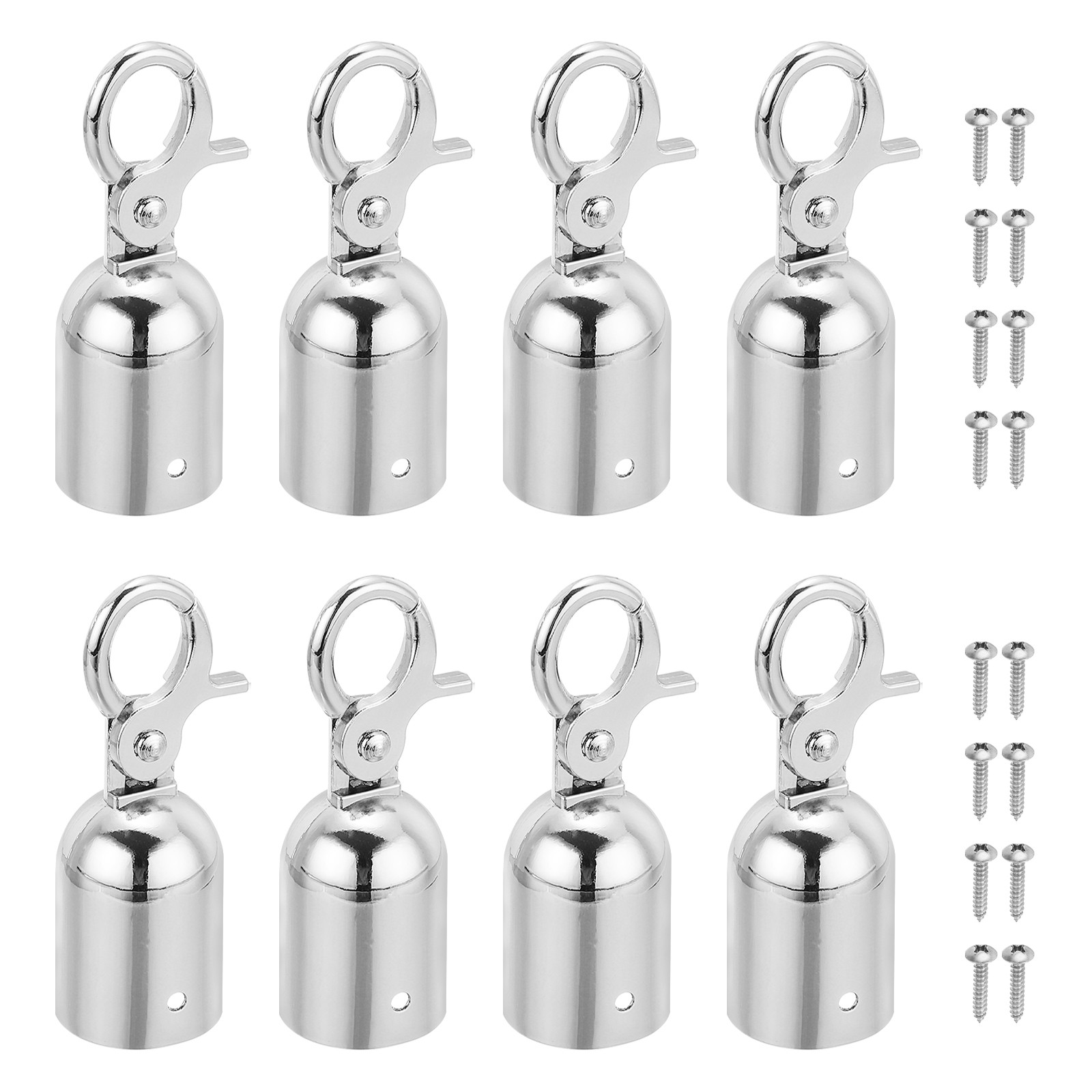 1.1"x3.1" Stanchion Rope End Stopper 8Pcs, Cord End Caps Barrier Rope End Silver