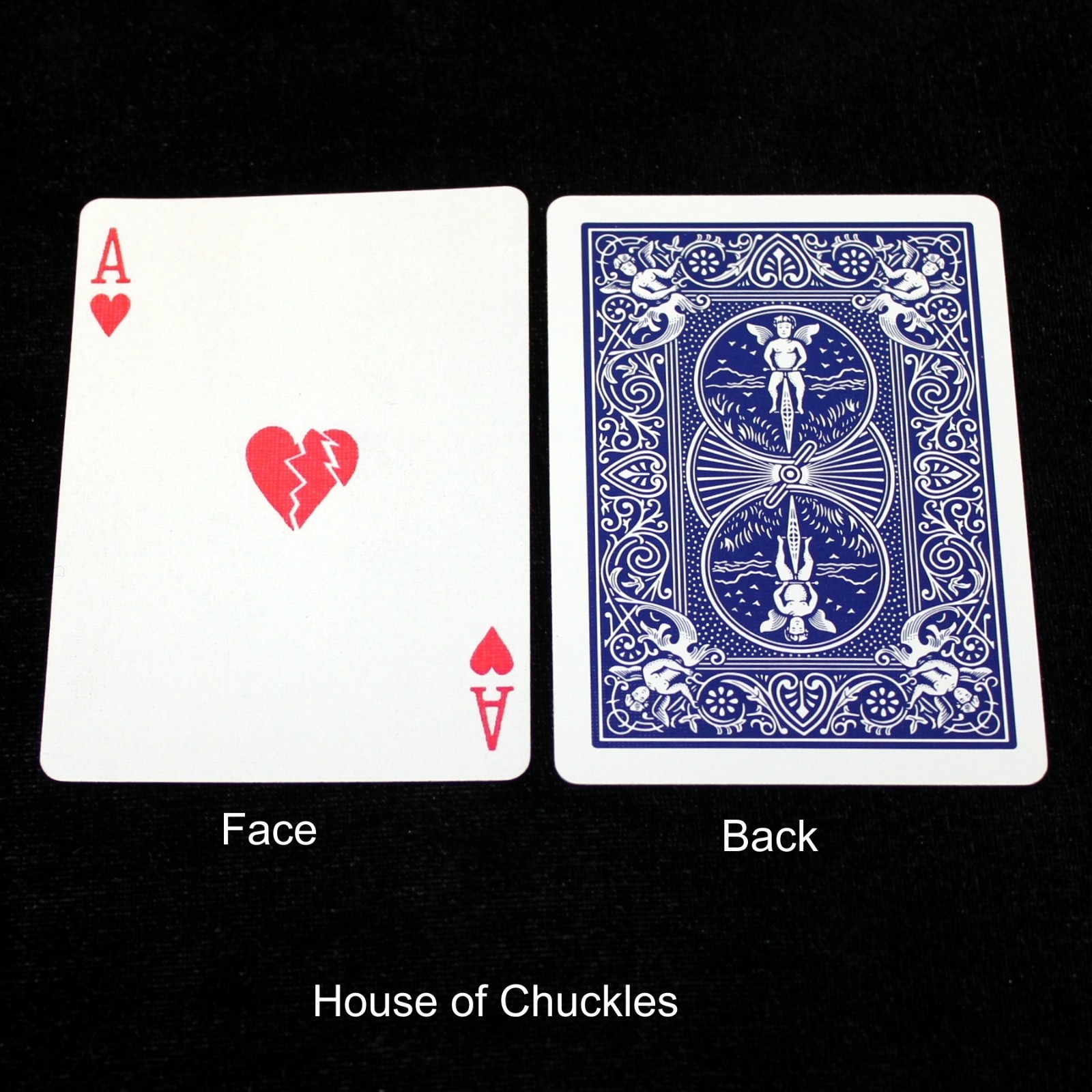 Ace of Hearts - Broken Heart, Bicycle Printed Gaff Card, Blue