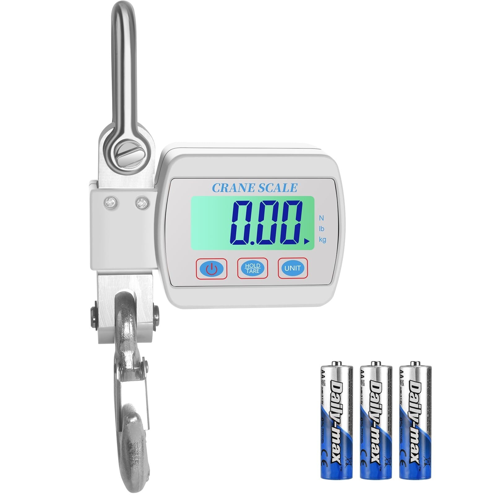 Digital Crane Scale Heavy Duty Hanging Scale- LCD Backlight, 1100lbs/500kg Ma...