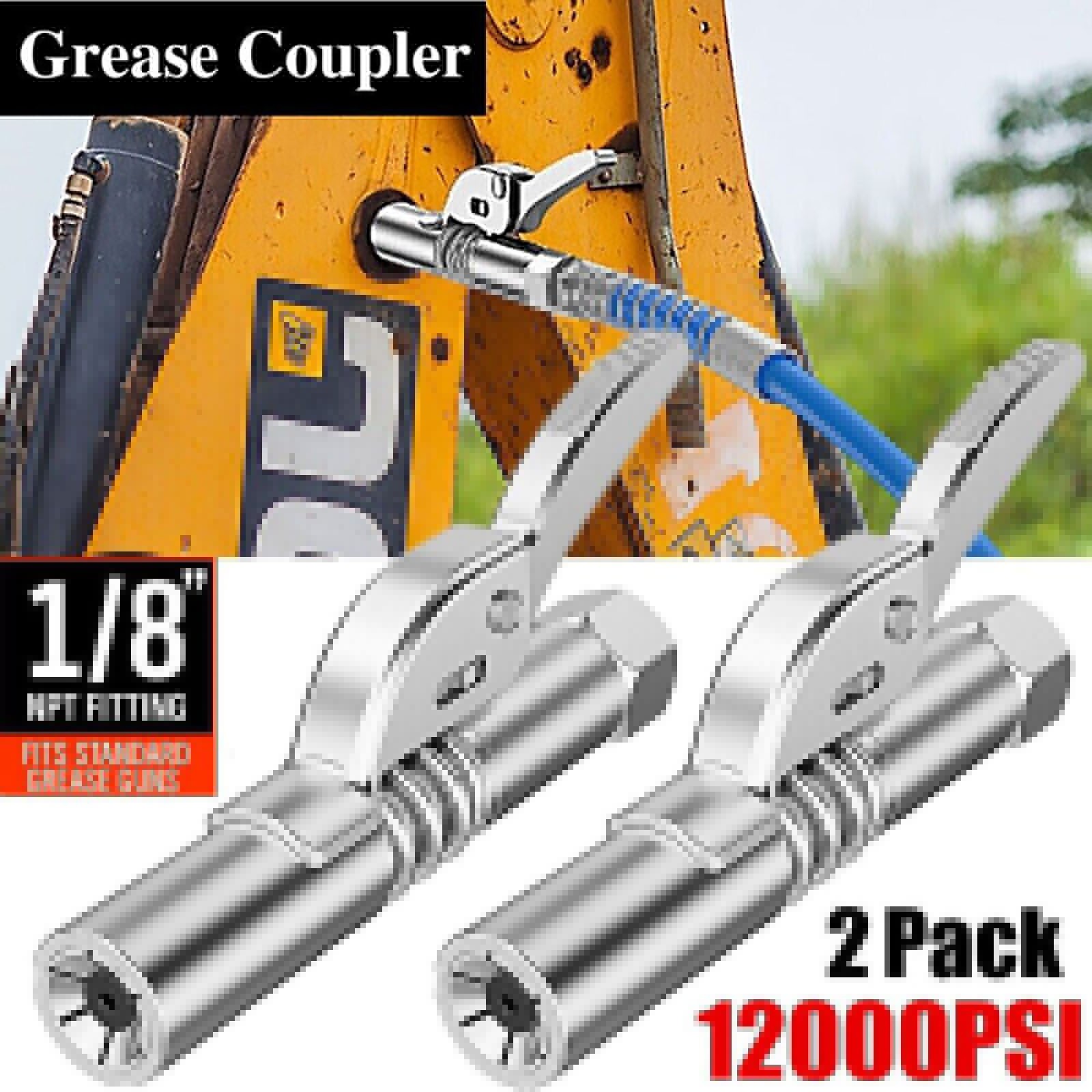 2x High Pressure Grease Gun Coupler Quick Release Lock Oil Injection Nozzle