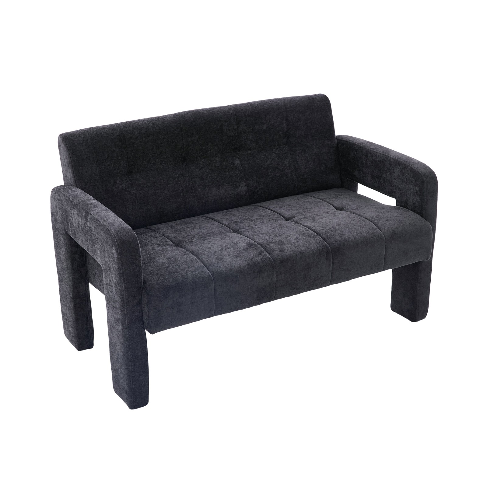 Nordic Modern Double Armchair Loveseat Sofa Chenille Black