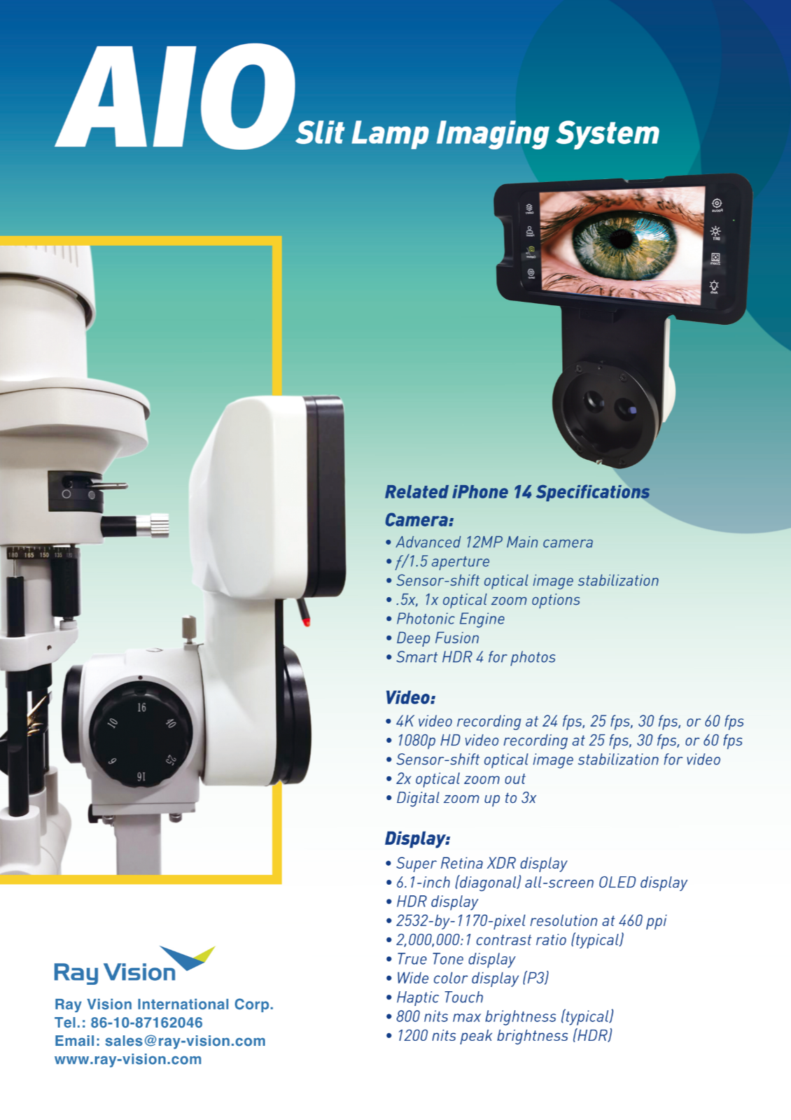 AIO Imaging Optic System Slit lamp Adapter For Topcon Nikon Reichert & More