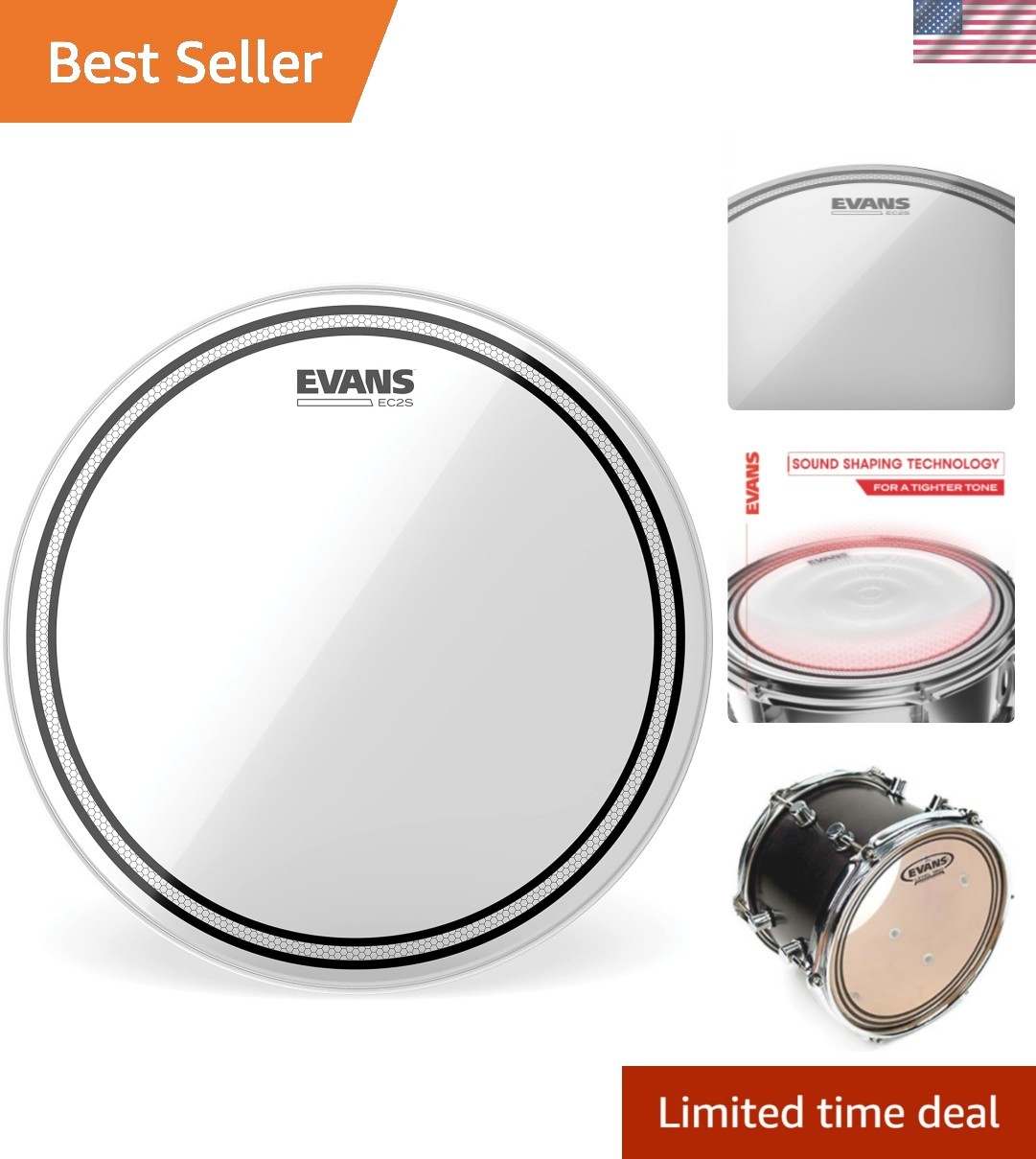 Drum Heads - EC2S Clear Tom Drumhead, 12 Inch