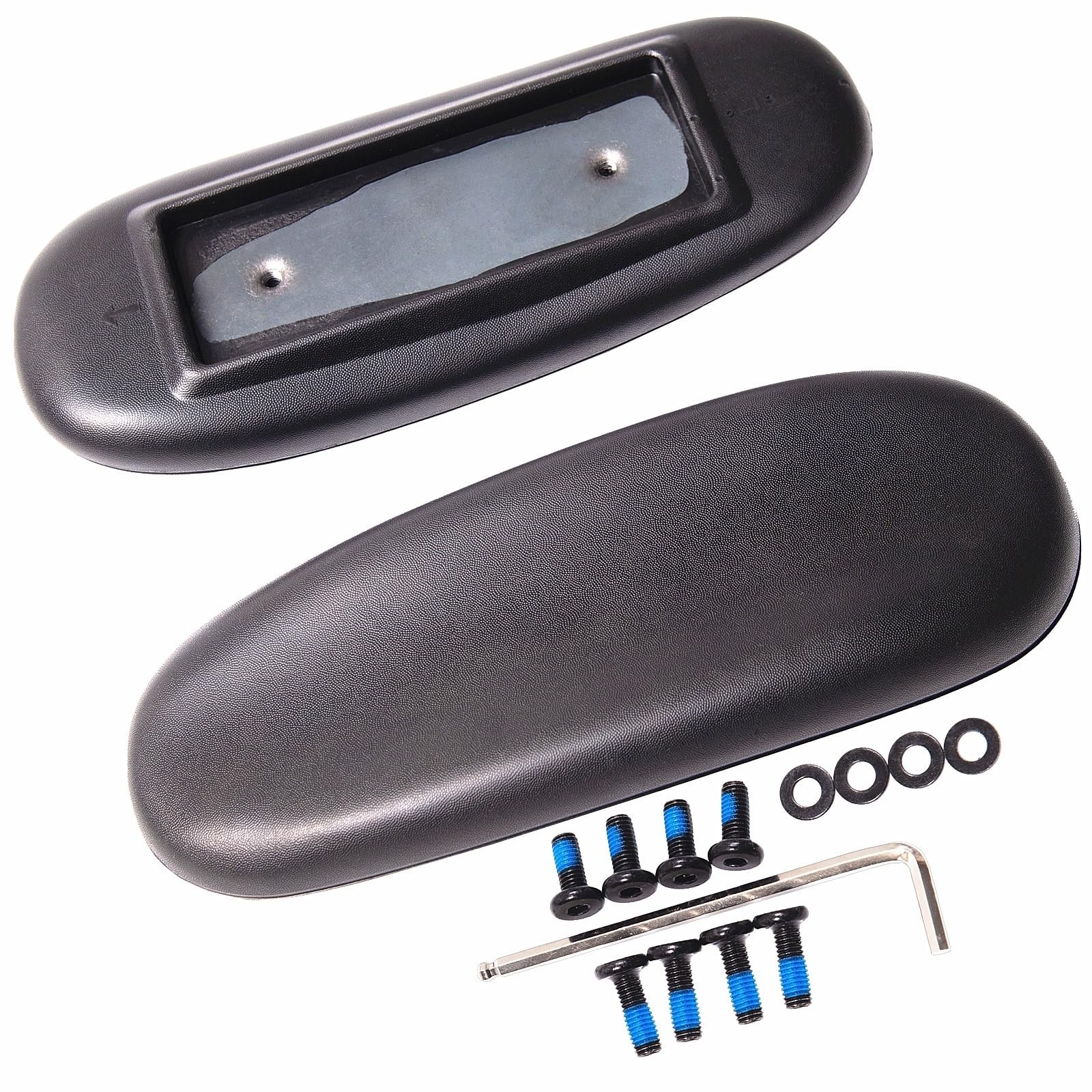 2 PCS PU Office Chair Armrest Replacement Fits 4 Inch Mounting Hole Black
