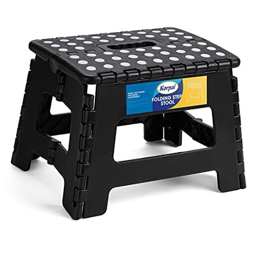 9" Folding Step Stool for Adults,Kids,Non-Slip Folding Stools 9 Inch Black