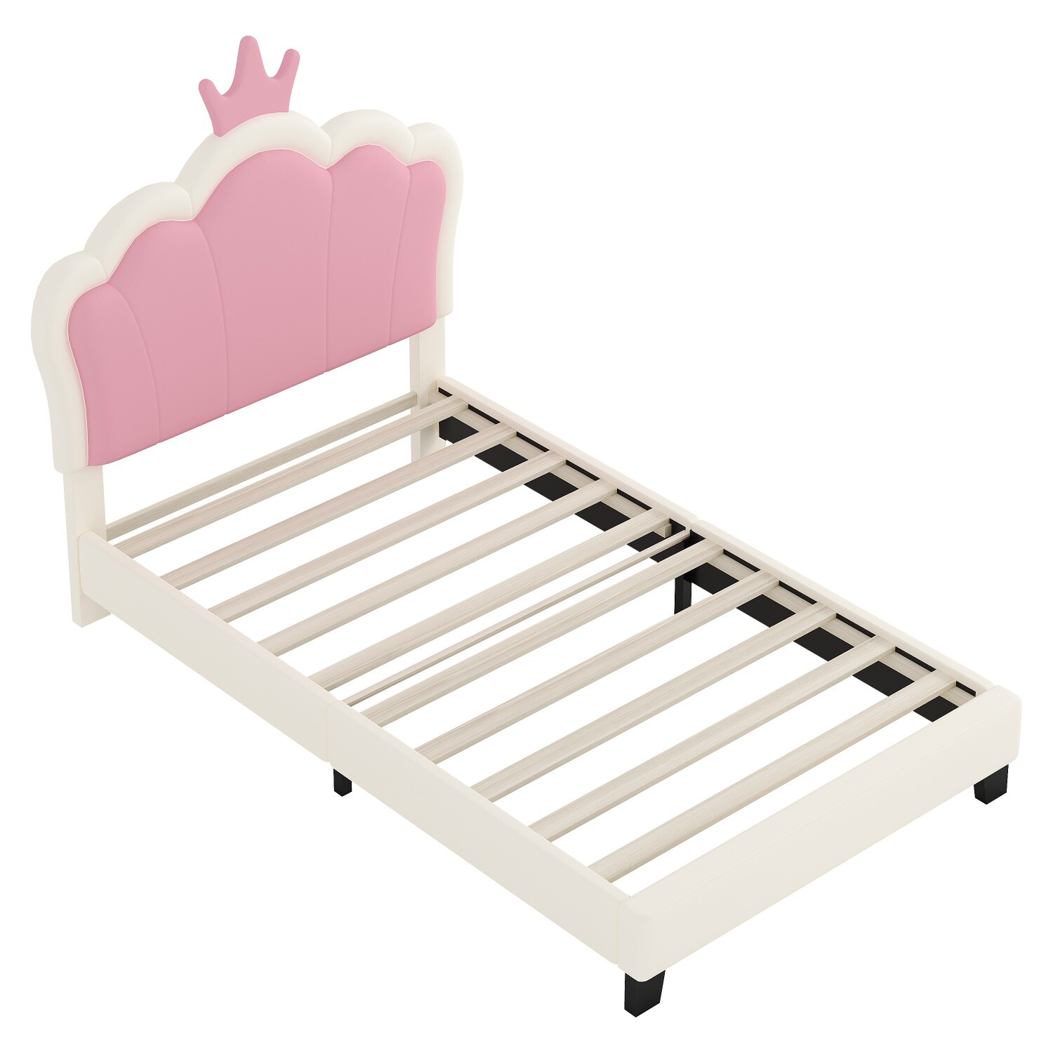 Twin/Full Size Bed Frame PU Upholstered Platform Bed w/ Headboard