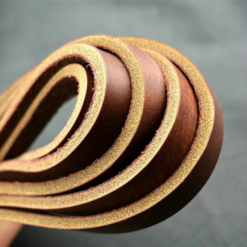 Genuine Real Leather Flat Cord Strap Rope String First Layer Cowhide Ribbon