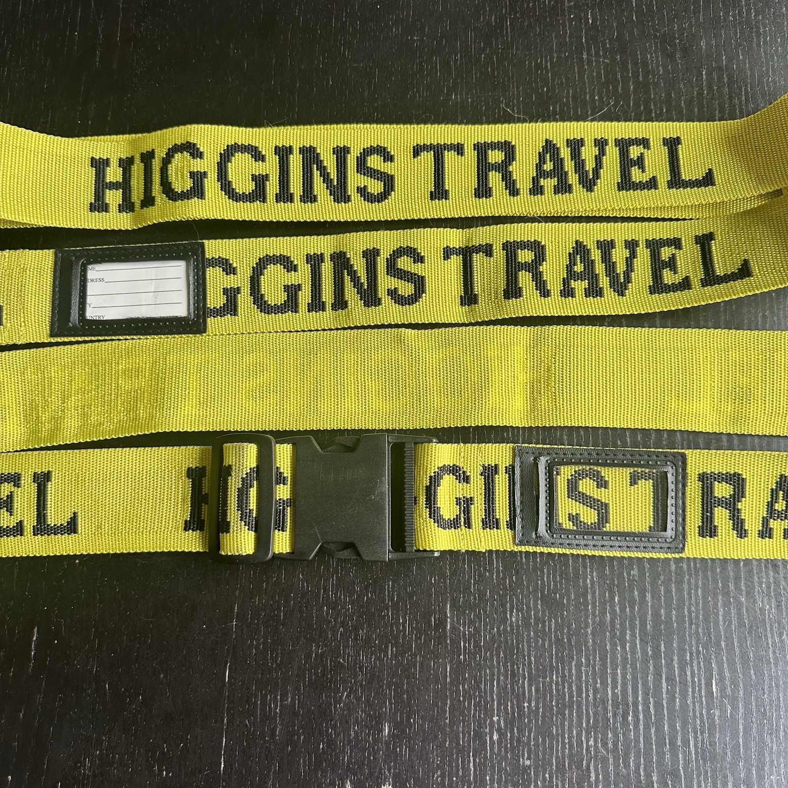 2 pc Higgins Travel Luggage Straps Yellow Adjustable Suitcase Belts ID Window