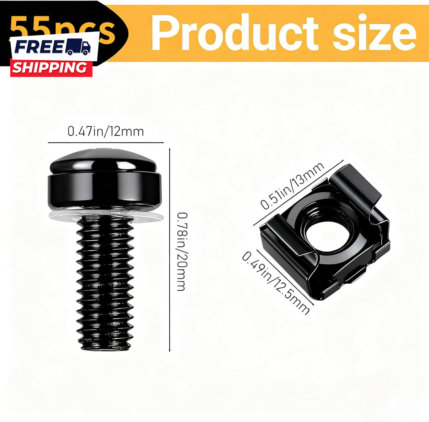 110 Pcs/55 Set Rack Mount Screws and Cage Nuts for Rack Mount Server Cabinet